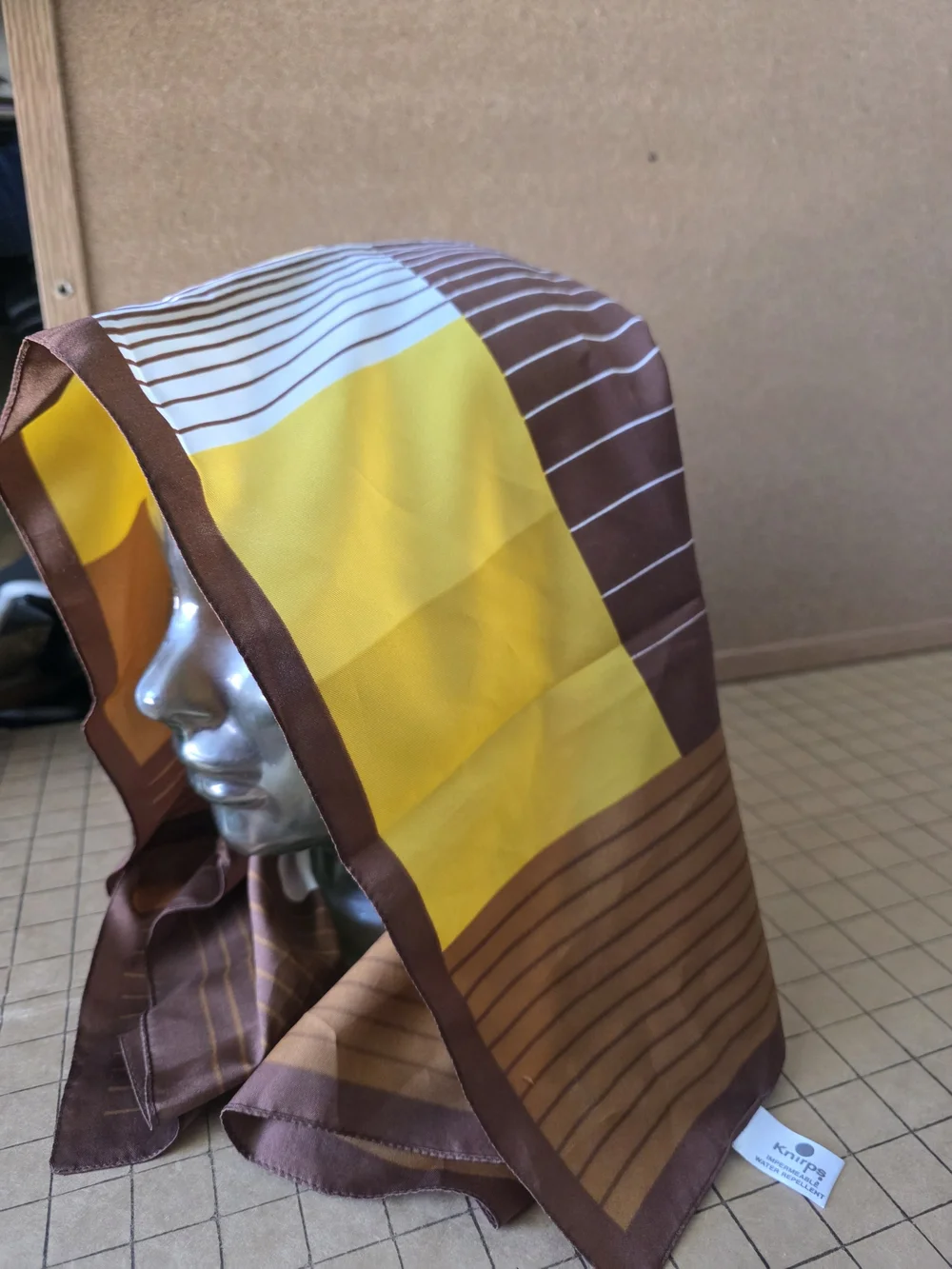 Vintage 70s Knirps Geometric Rain Scarf Italy Mod Style Babushka 26x26 Rainwear